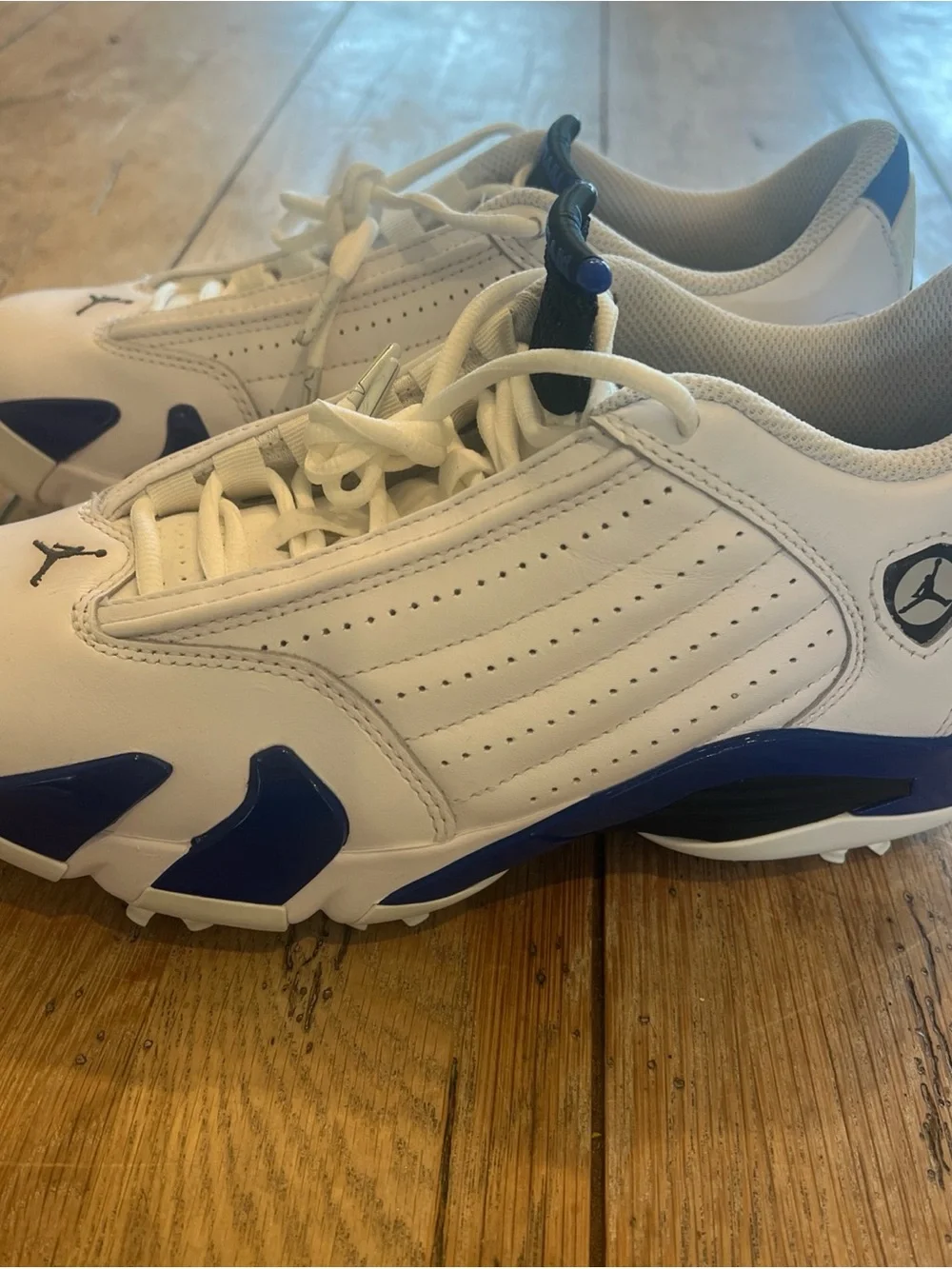 Jordan Air Jordan 14 Golf Shoes Mens 7 White Blue Spikes HJ7710-101 Nike Golf